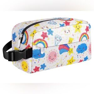 Kids Rainbow & Clouds Travel Toiletry Bag - White